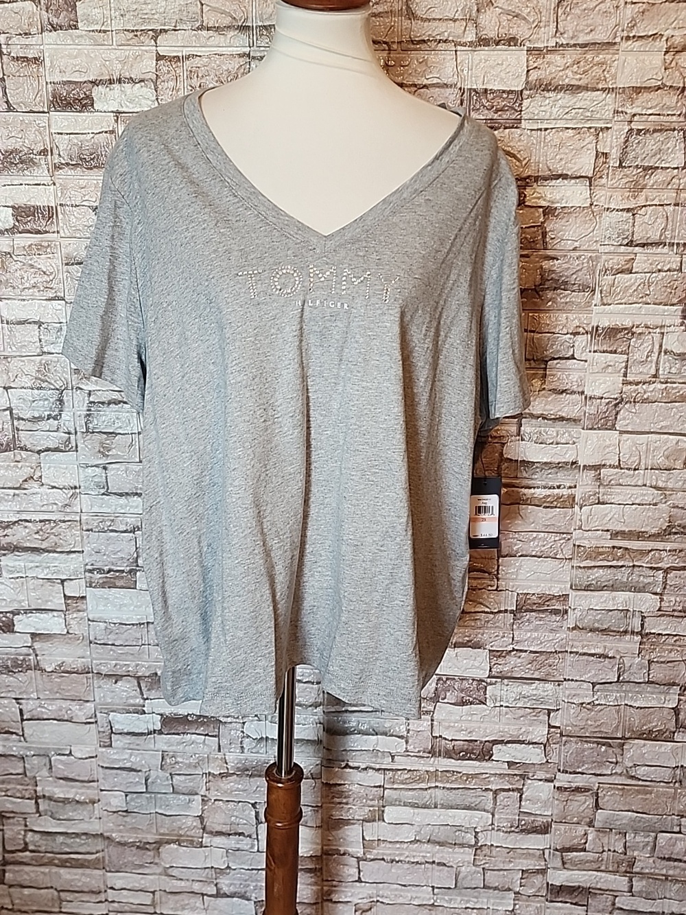 Tommy Hilfiger Brand New Gray V Neck Short Sleeve